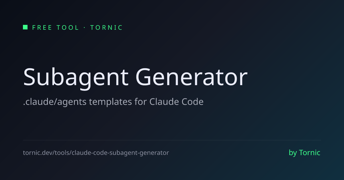 Free Claude Code Subagent Generator - Create .claude/agents Templates ...